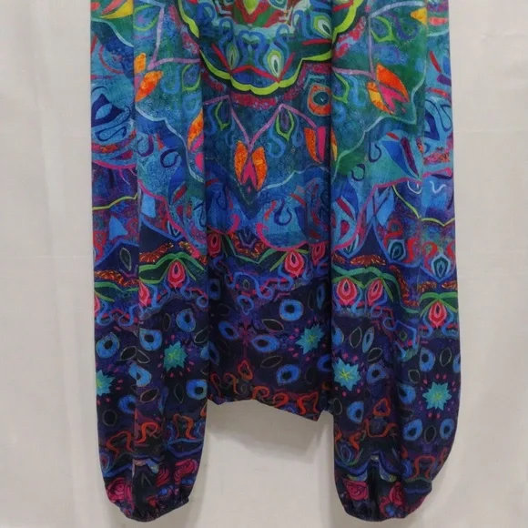 Colorful Boho Drop Crotch Harem Jumpsuit Womens Racerback Festival Yoga Romper L - Picture 6 of 12